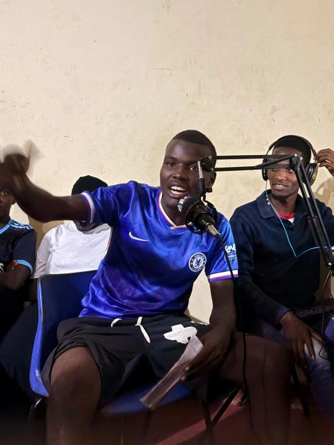 Students learning radio communication